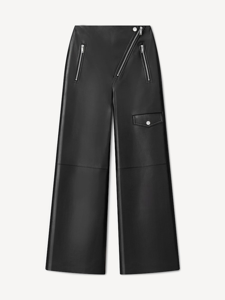 Nanushka Black Hayes Leather Straight Leg Trousers - Image 3 of 3