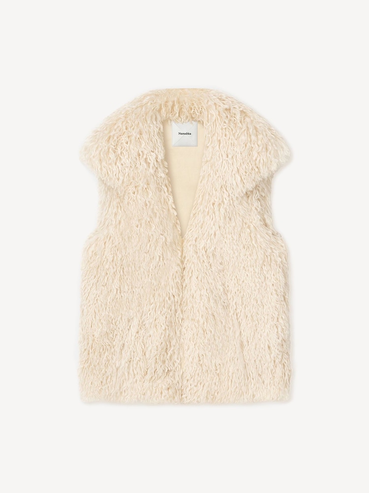 Nanushka Cream Ried Racka Faux Fur Gilet - Image 3 of 3