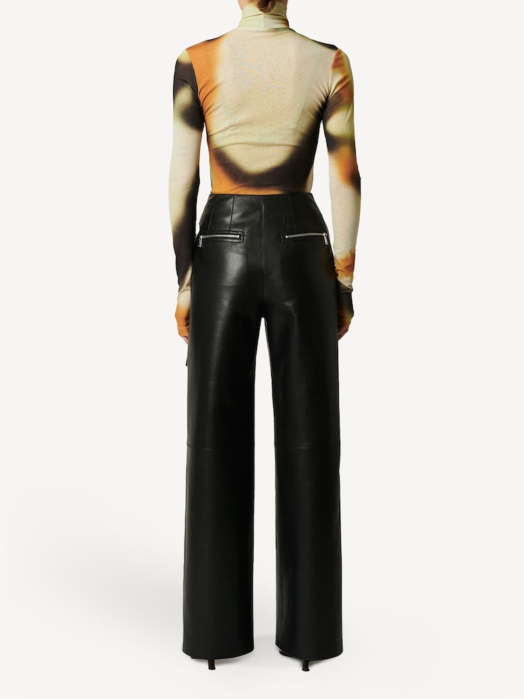 Nanushka Orange Harri Graffiti Print Rollneck Top - Image 2 of 4