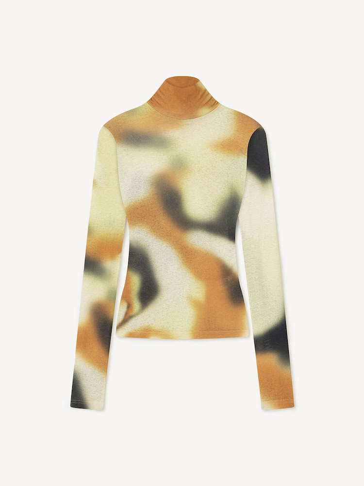 Nanushka Orange Harri Graffiti Print Rollneck Top - Image 4 of 4