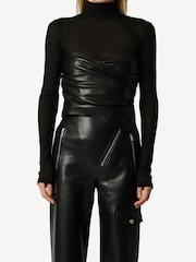 Nanushka Black Kynlee Twist Bodice Rollneck Top - Image 1 of 3