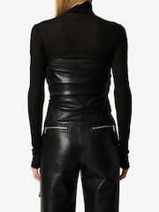 Nanushka Black Kynlee Twist Bodice Rollneck Top - Image 2 of 3