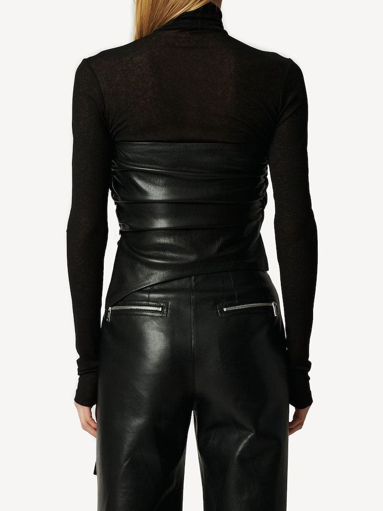 Nanushka Black Kynlee Twist Bodice Rollneck Top - Image 2 of 3