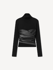 Nanushka Black Kynlee Twist Bodice Rollneck Top - Image 3 of 3