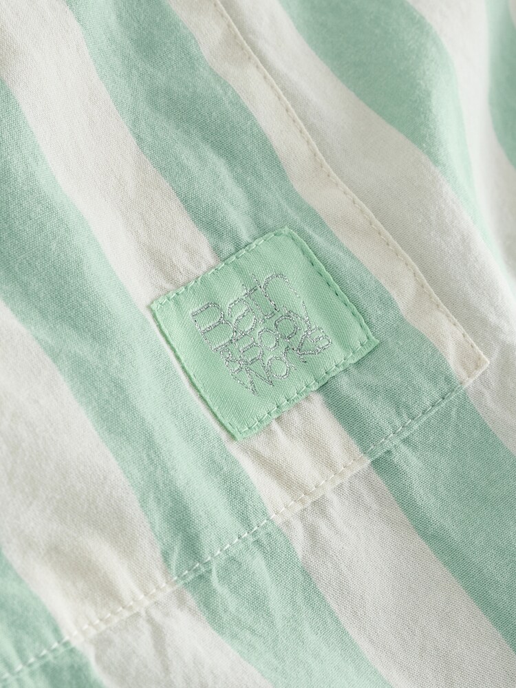 Bath & Body Works Green/Ecru Long Sleeve Shirt Stripe Co-ord 100% Cotton Shorts - Image 10 of 10