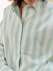 Bath & Body Works Green/Ecru Long Sleeve Shirt Stripe Co-ord 100% Cotton Shorts - Image 5 of 5