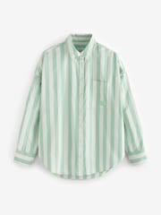 Bath & Body Works Green/Ecru Long Sleeve Shirt Stripe Co-ord 100% Cotton Shorts - Image 7 of 10