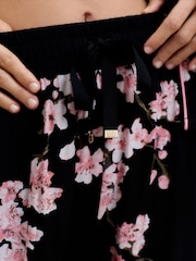 Bath & Body Works Black Japanese Cherry Blossom Button Through Pyjama Set - Image 5 of 11