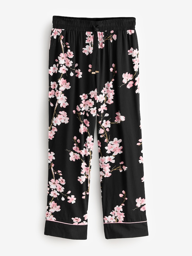 Bath & Body Works Black Japanese Cherry Blossom Button Through Pyjama Set - Image 7 of 11