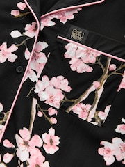 Bath & Body Works Black Japanese Cherry Blossom Button Through Pyjama Set - Image 9 of 11