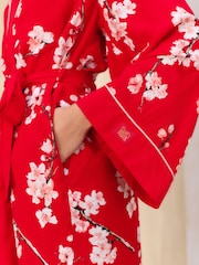 Bath & Body Works Red Japanese Cherry Blossom Lightweight Robe - Image 4 of 7