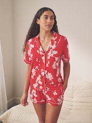 Bath & Body Works Red Japanese Cherry Blossom Short Sleeve Pyjama Set - Image 1 of 17