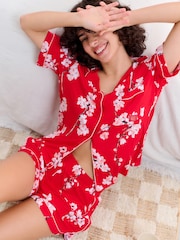 Bath & Body Works Red Japanese Cherry Blossom Short Sleeve Pyjama Set - Image 2 of 17