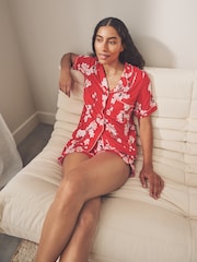 Bath & Body Works Red Japanese Cherry Blossom Short Sleeve Pyjama Set - Image 4 of 17