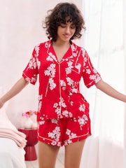 Bath & Body Works Red Japanese Cherry Blossom Short Sleeve Pyjama Set - Image 5 of 17