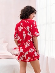 Bath & Body Works Red Japanese Cherry Blossom Short Sleeve Pyjama Set - Image 6 of 17