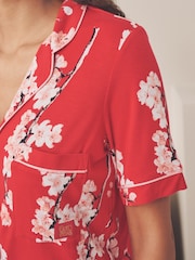 Bath & Body Works Red Japanese Cherry Blossom Short Sleeve Pyjama Set - Image 9 of 17