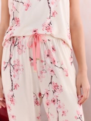 Bath & Body Works Cream Japanese Cherry Blossom Racer Pyjama Set - Image 4 of 8