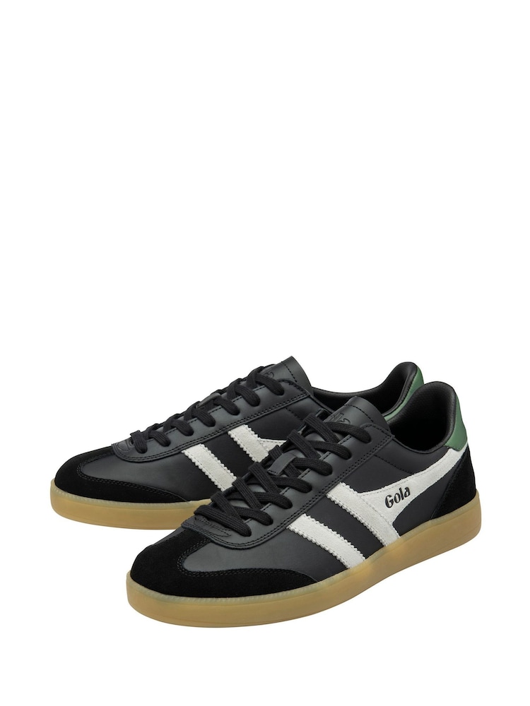 Gola Black Mens Viper Leather Lace-Up Trainers - Image 2 of 4