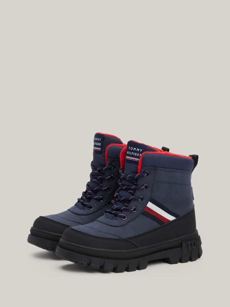 Tommy Hilfiger Blue Stripes Faux Fur Boots - Image 3 of 7