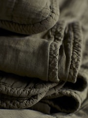 Secret Linen Store Green Finn 100% Cotton Quilted Cushion Cover - Image 2 of 2
