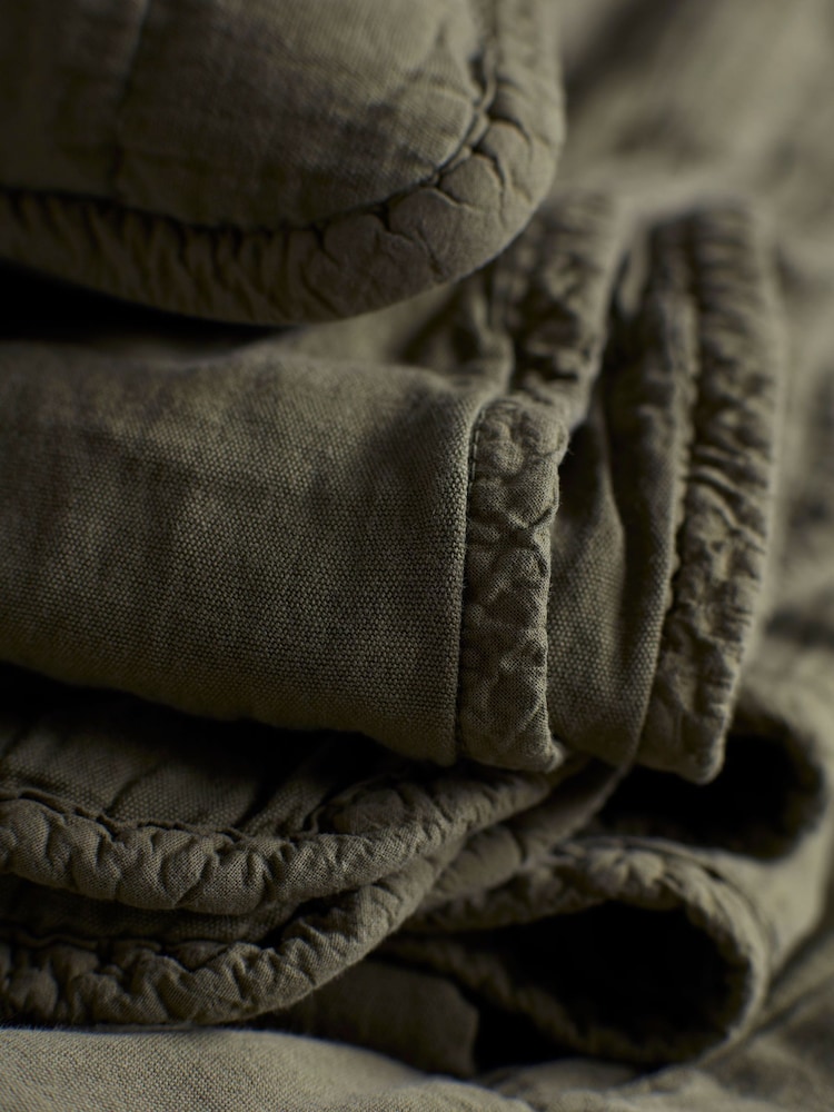 Secret Linen Store Green Finn 100% Cotton Quilted Cushion Cover - Image 2 of 2