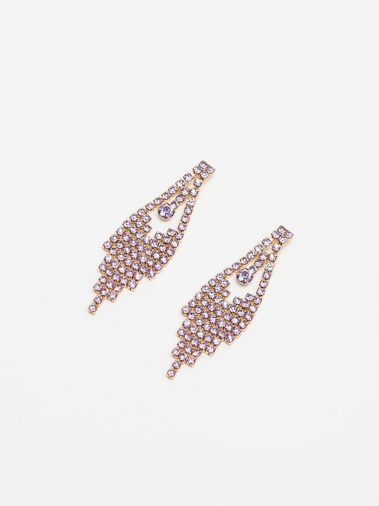 Jon Richard Silver Bead And Crystal Stretch Earrings - Image 1 of 2