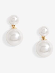Jon Richard Gold Tone Double Pearl Drop Earrings - Image 3 of 3