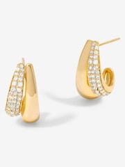 Jon Richard Gold Tone Cubic Zirconia And Polished Curved Mini Drop Earrings - Image 1 of 2