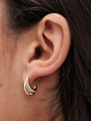 Jon Richard Gold Tone Cubic Zirconia And Polished Curved Mini Drop Earrings - Image 2 of 2