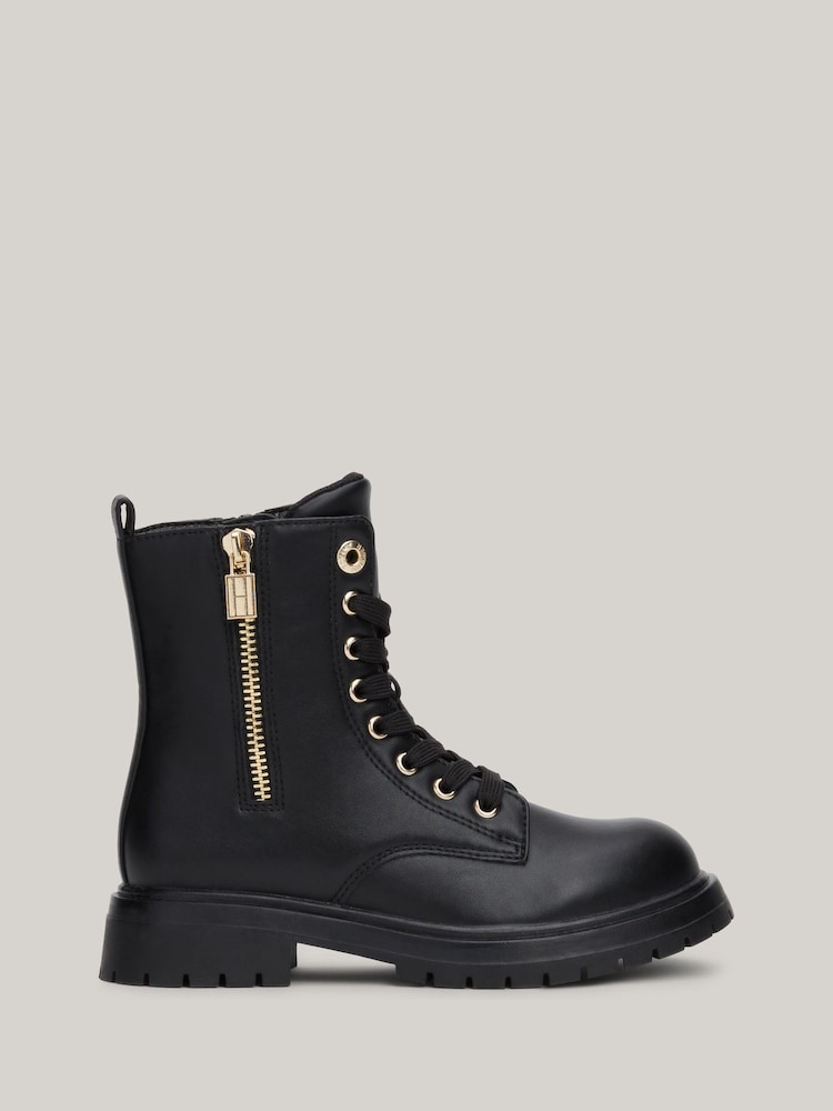 Tommy Hilfiger Black Lace-Up Boots - Image 1 of 7