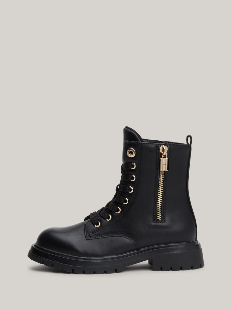 Tommy Hilfiger Black Lace-Up Boots - Image 2 of 7