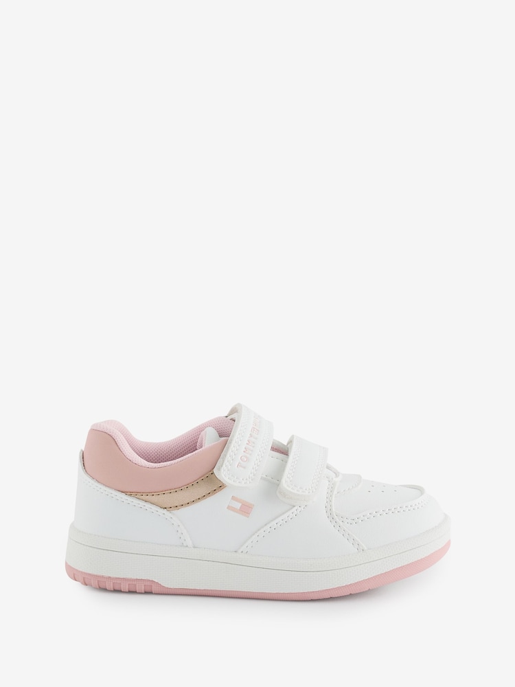 Tommy Hilfiger White Low Cut Touch Fasten Trainers - Image 1 of 1 Tommy Hilfiger White Low Cut Touch Fasten Trainers - Image 1 of 1