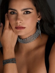 Jon Richard Black Crystal Multi Row Choker Necklace - Image 2 of 3