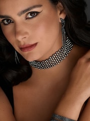 Jon Richard Black Crystal Multi Row Choker Necklace - Image 3 of 3