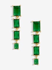 Jon Richard Gold Tone Emerald Cubic Zirconia Multi Stone Drop Earrings - Image 1 of 3