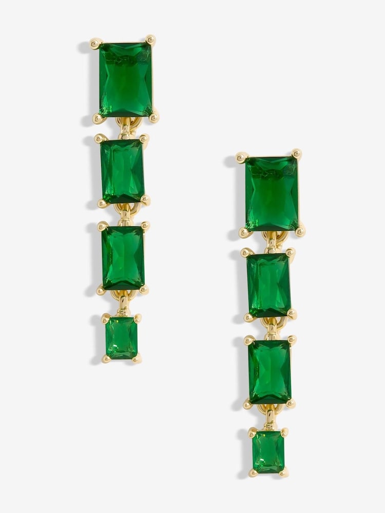 Jon Richard Gold Tone Emerald Cubic Zirconia Multi Stone Drop Earrings - Image 1 of 3