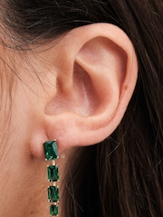 Jon Richard Gold Tone Emerald Cubic Zirconia Multi Stone Drop Earrings - Image 3 of 3