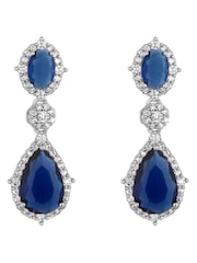 Jon Richard Silver Tone Sapphire Pear Drop Earrings - Image 1 of 3
