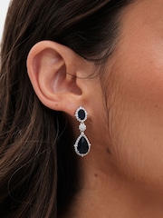 Jon Richard Silver Tone Sapphire Pear Drop Earrings - Image 3 of 3