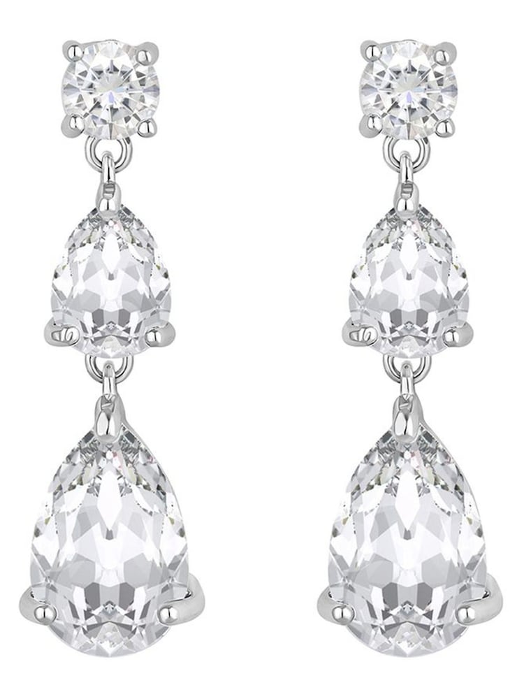 Jon Richard Silver Tone Cubic Zirconia Triple Peardrop Earrings - Image 1 of 3