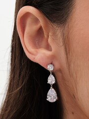 Jon Richard Silver Tone Cubic Zirconia Triple Peardrop Earrings - Image 3 of 3