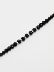 Jon Richard Silver Tone Jet Faceted Bead And Crystal Necklace - Image 2 of 3