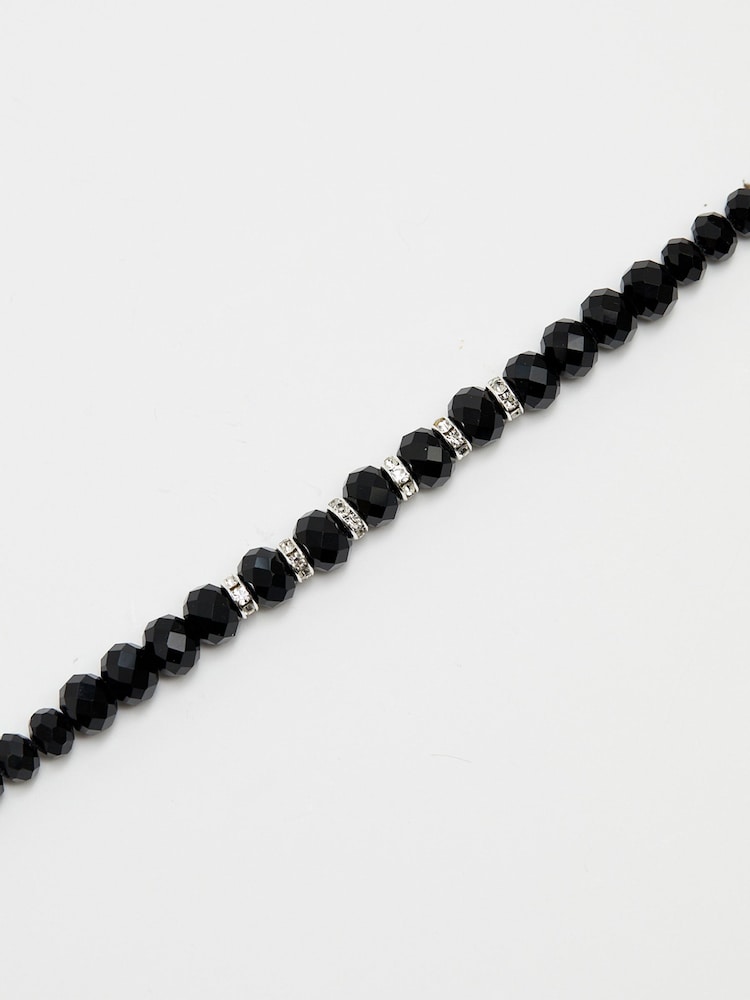 Jon Richard Silver Tone Jet Faceted Bead And Crystal Necklace - Image 2 of 3