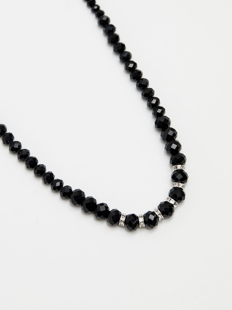 Jon Richard Silver Tone Jet Faceted Bead And Crystal Necklace - Image 3 of 3
