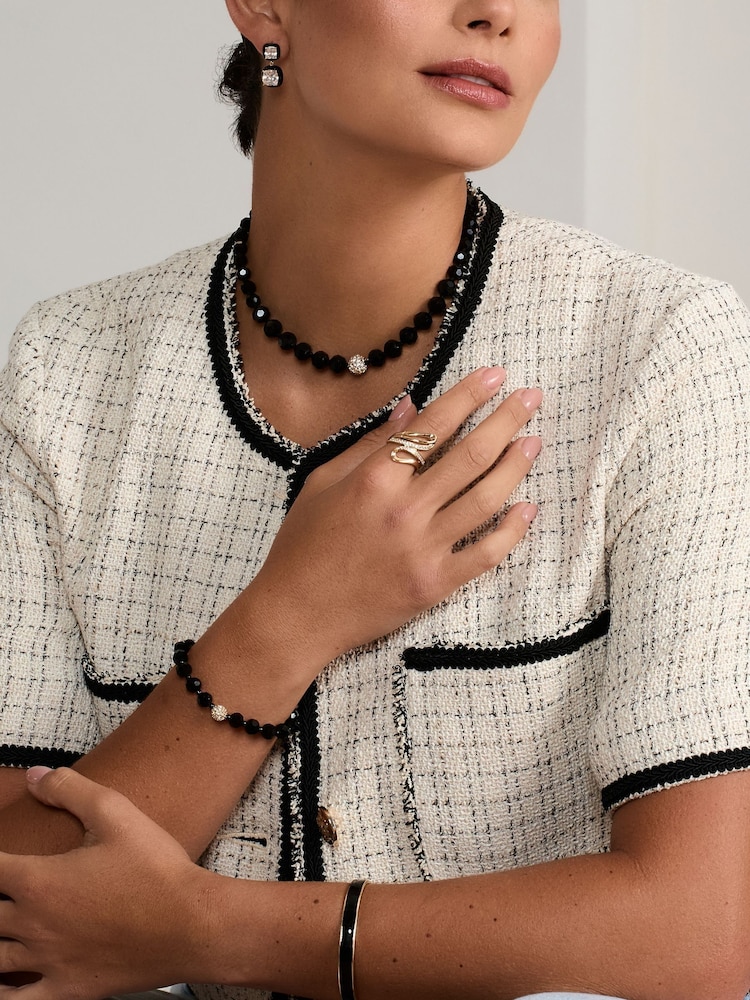 Jon Richard Gold Tone Jet Faceted Bead And Crystal Necklace - Image 2 of 3