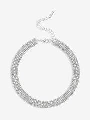 Jon Richard Silver Tone Multi Row Choker Necklace - Image 1 of 1