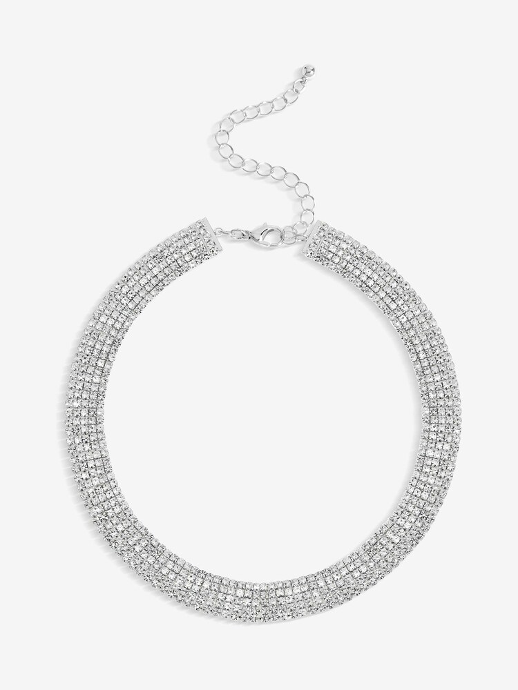 Jon Richard Silver Tone Multi Row Choker Necklace - Image 1 of 1