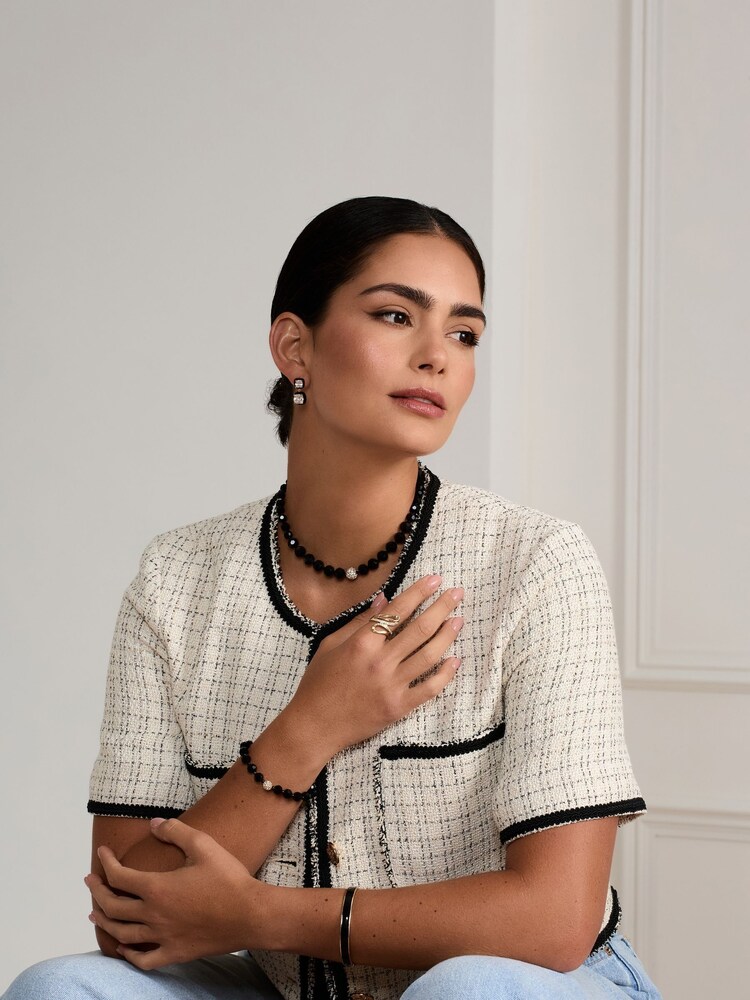 Jon Richard Black Tone Crystal Twist Lariat Necklace - Image 2 of 3