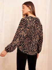 Friends Like These Brown Long Sleeve Mesh Top - Image 4 of 4